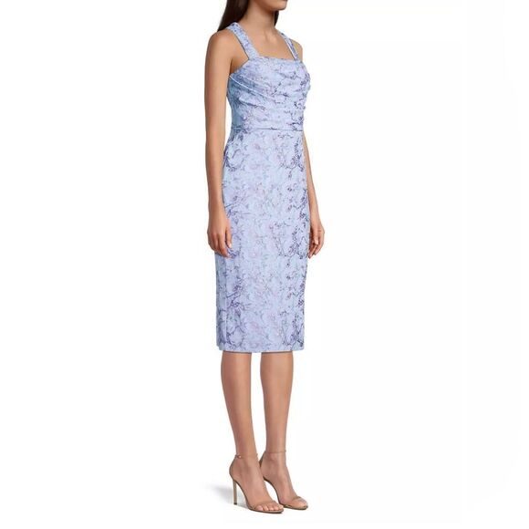 Aidan Mattox Metallic Floral Jacquard Dress size 2 - Picture 2 of 11